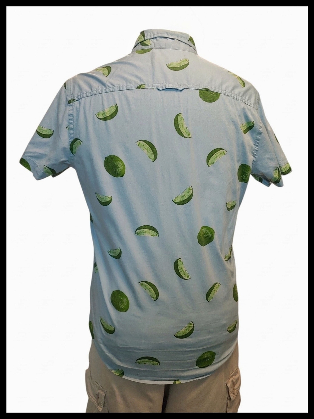 Urban Pipeline Light Blue Short-Sleeve Button-Down with Green Melon Print Small - Picture 2 of 5